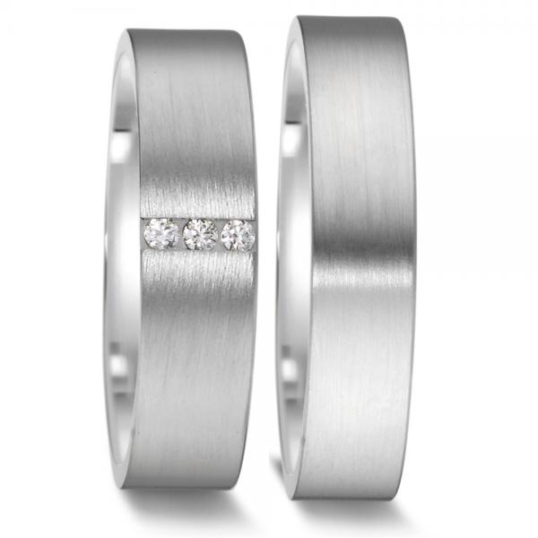 Trauringe Weissgold von Weidner 62404 + 72404